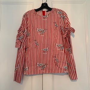 NWOT Zara red and white striped blouse size S
